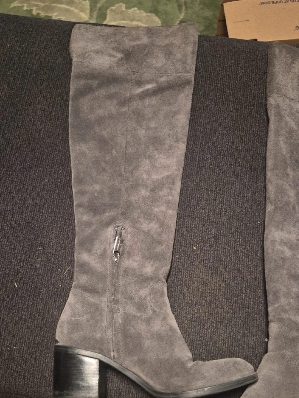 Michael Kors Gray Suede Block Heel Boots